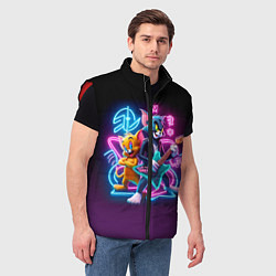 Мужской жилет Гитарист Том и вокалист Джерри - неоновое свечение, цвет: 3D-красный — фото 2