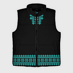 Мужской жилет Славянские узоры и орнамент голубой - вышиванка ру, цвет: 3D-черный