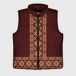 Мужской жилет Золотой узор на бордовом - вышиванка рубаха