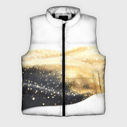 Мужской жилет Черно-золотая полоса на белом, цвет: 3D-черный