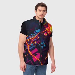 Мужской жилет Техническая абстракция, цвет: 3D-черный — фото 2