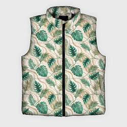 Мужской жилет Листья монстеры на мраморном фоне, цвет: 3D-черный