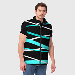 Мужской жилет Чёрный с бело-голубыми полосами, цвет: 3D-черный — фото 2