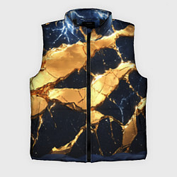 Мужской жилет Золотая текстура на синем, цвет: 3D-черный