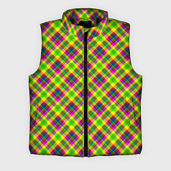 Мужской жилет Желто синий клетчатый рубашечный узор, цвет: 3D-черный