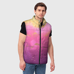 Мужской жилет Розовый и золотой блеск текстура, цвет: 3D-черный — фото 2