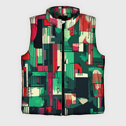 Мужской жилет Абстракция красно-зелёный геометричный, цвет: 3D-черный
