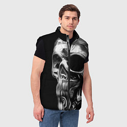 Мужской жилет Стилизованный череп, цвет: 3D-черный — фото 2