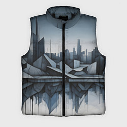 Мужской жилет Небоскребы и скалы, цвет: 3D-черный