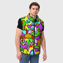 Мужской жилет Абстрактный цветной паттерн, цвет: 3D-черный — фото 2