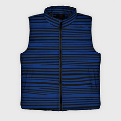 Мужской жилет Чёрно-синий в тонкую волнистую полоску, цвет: 3D-черный