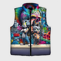 Мужской жилет Том и Джерри - панк не умер, цвет: 3D-черный