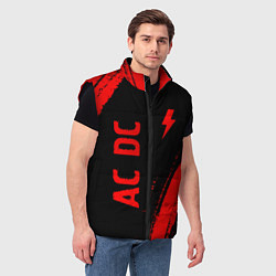 Мужской жилет AC DC - red gradient вертикально, цвет: 3D-черный — фото 2