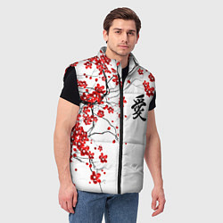Мужской жилет Сакура с иероглифом Любовь, цвет: 3D-черный — фото 2