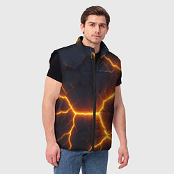 Мужской жилет Молнии и черные объемные плиты, цвет: 3D-черный — фото 2