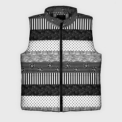 Мужской жилет Черно белый полосатый узор из лоскутов, цвет: 3D-черный