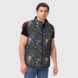 Мужской жилет Дятлы и цветы, цвет: 3D-красный — фото 2