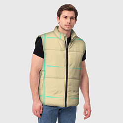 Мужской жилет Color beige green stripes, цвет: 3D-черный — фото 2