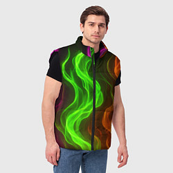 Мужской жилет Разноцветное пламя огня, цвет: 3D-черный — фото 2