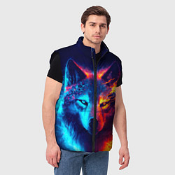 Мужской жилет Волк льда и пламени, цвет: 3D-черный — фото 2
