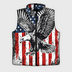 Мужской жилет Орел на фоне американского флага USA, цвет: 3D-черный