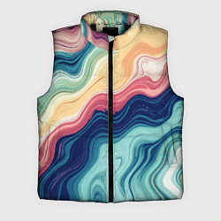 Мужской жилет Абстрактные волнистые линии синий, цвет: 3D-черный