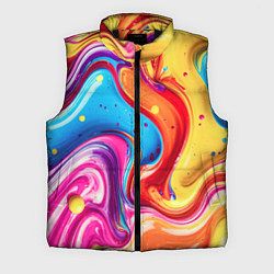 Мужской жилет Смесь красно-жёлто-голубых масляных красок абстрак, цвет: 3D-черный