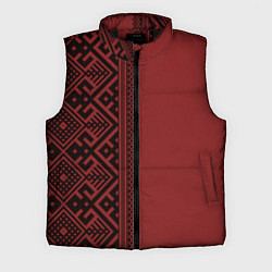 Мужской жилет Узоры славянские в красном цвете, цвет: 3D-черный
