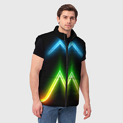 Мужской жилет Neon multicolored lines, цвет: 3D-черный — фото 2
