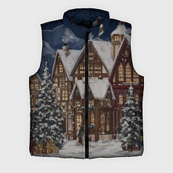 Мужской жилет Новогодние дома, цвет: 3D-черный