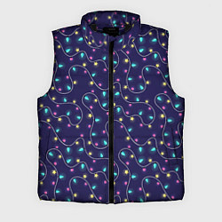 Мужской жилет Новогодние гирлянды, цвет: 3D-черный