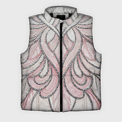 Мужской жилет Нежно розовый орнамент из перьев, цвет: 3D-черный