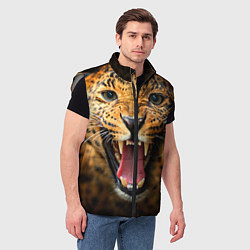 Мужской жилет Рык леопарда, цвет: 3D-светло-серый — фото 2