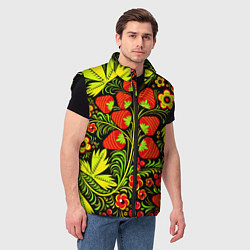 Мужской жилет Хохлома: земляника, цвет: 3D-черный — фото 2