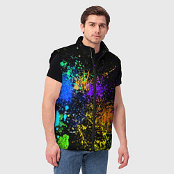 Мужской жилет Брызги красок, цвет: 3D-черный — фото 2