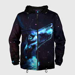 Ветровка с капюшоном мужская Лунный волк, цвет: 3D-черный