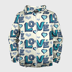 Ветровка с капюшоном мужская Love Pattern, цвет: 3D-белый