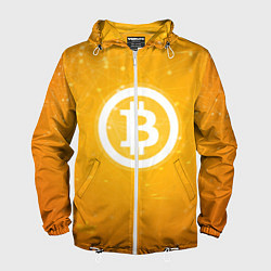 Ветровка с капюшоном мужская Bitcoin Orange, цвет: 3D-белый