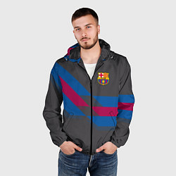 Ветровка с капюшоном мужская Barcelona FC: Dark style, цвет: 3D-черный — фото 2