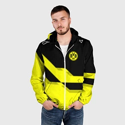 Ветровка с капюшоном мужская BVB FC: Yellow style, цвет: 3D-белый — фото 2