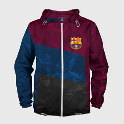 Ветровка с капюшоном мужская FC Barcelona: Dark polygons, цвет: 3D-белый