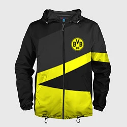 Ветровка с капюшоном мужская FC Borussia: Sport Geometry, цвет: 3D-черный