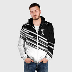 Ветровка с капюшоном мужская FC Juventus: B&W Line, цвет: 3D-белый — фото 2