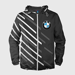 Ветровка с капюшоном мужская BMW SPORT, цвет: 3D-белый