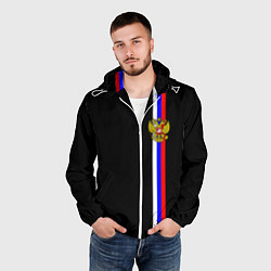 Ветровка с капюшоном мужская Лента с гербом России, цвет: 3D-белый — фото 2