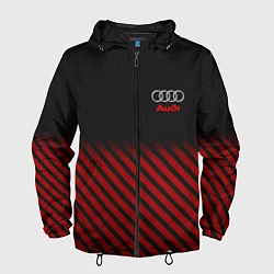 Ветровка с капюшоном мужская Audi: Red Lines, цвет: 3D-черный