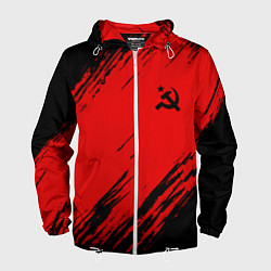 Ветровка с капюшоном мужская USSR: Red Patriot, цвет: 3D-белый