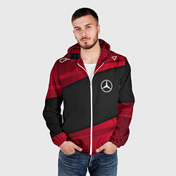 Ветровка с капюшоном мужская Mercedes Benz: Red Sport, цвет: 3D-белый — фото 2