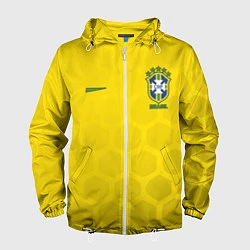 Ветровка с капюшоном мужская Brazil Team: WC 2018, цвет: 3D-белый