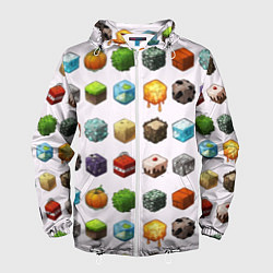 Ветровка с капюшоном мужская Minecraft Cubes, цвет: 3D-белый